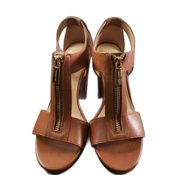 Michael Kors "BERKLEY" Women's Brown Leather Platform Sandals Size 7M - Picture 1 of 6